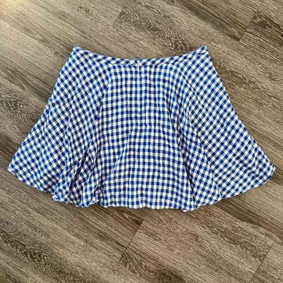 J. Crew Linen Blue White Gingham Skirt - Picture 6 of 6